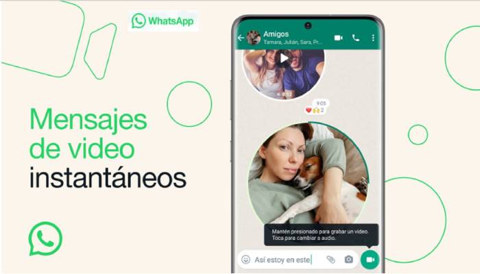 WhatsApp ya permite enviar mensaje de vídeos instantáneos en chats