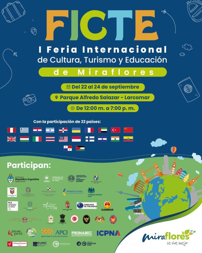 Más de 20 países presentarán su oferta cultural, turística, y académica en la Ficte 2023 organizada por la municipalidad de Miraflores