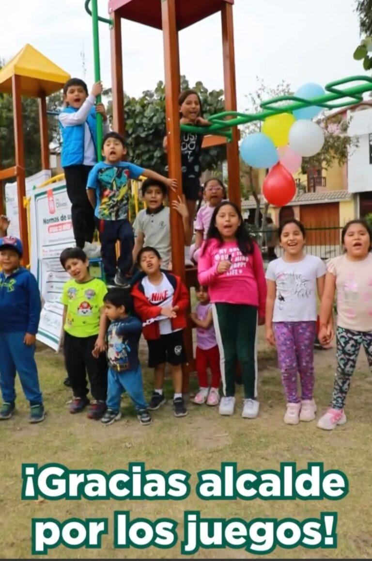 Nuevos juegos infantiles en Los Olivos inaugura el alcalde Felipe Castillo Oliva