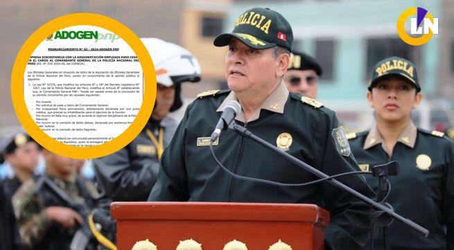 Expresa discrepancia con la argumentación empleada para cesar en el cargo al Comandante general de la Policía Nacional del Perú