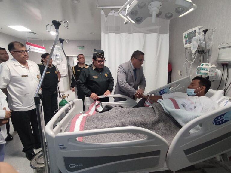 Valiente agente de la DIRINCRI recibe las mejores atenciones en el hospital PNP «Luis N. Suárez»