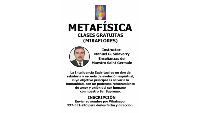 Clases Gratuitas de Metafísica en Miraflores con el Instructor Manuel G. Salaverry